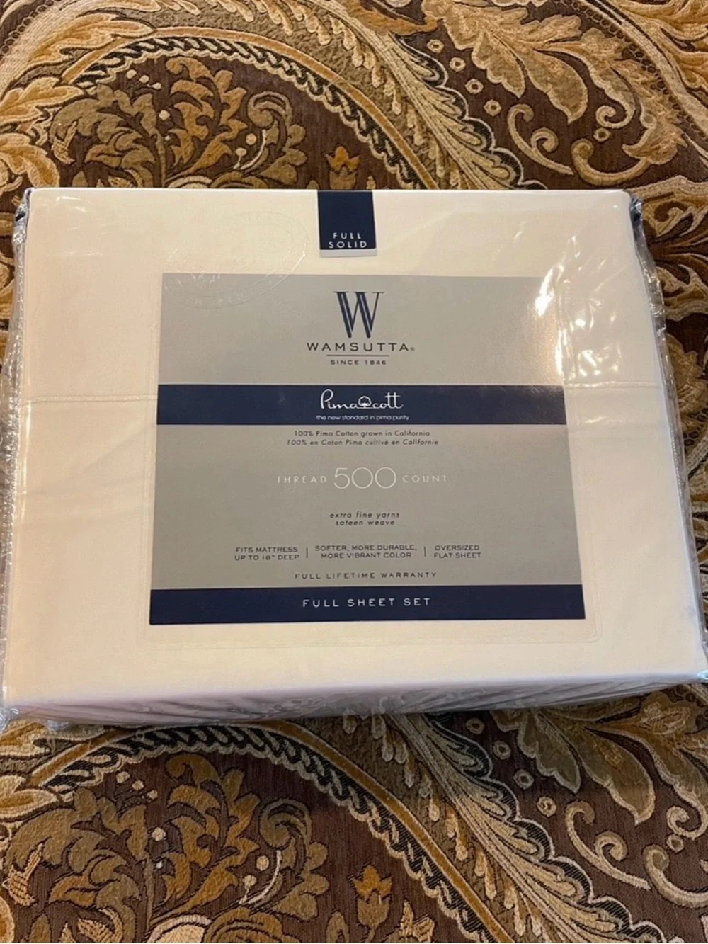 Wamsutta PimaCott 500-Thread Count Full Sheet Set - Creamy Beige